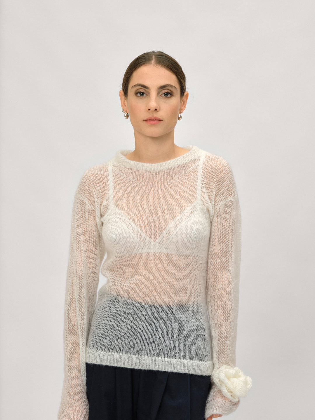 handmade top made in RMS mohair and silk from a sustainable and slow fashion studio. Handmade in Belgium 